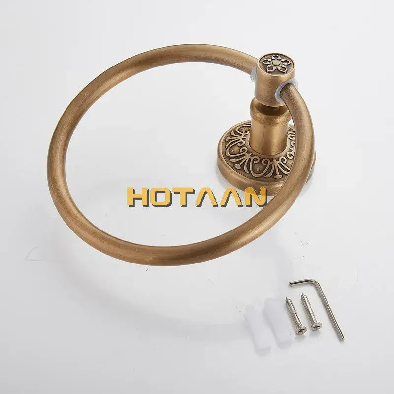 DecorBites™ Antique Brass Towel Ring - Wall-Mounted Round Towel Holder for Bathroom