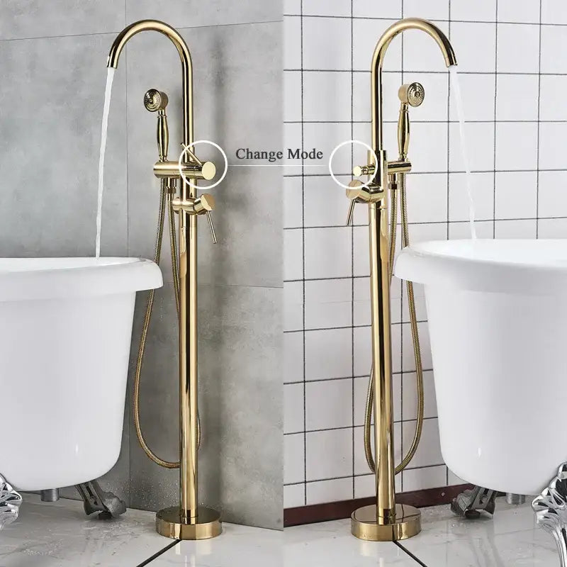 DecorBites™ Antique Brass Tub Faucet Swivel Spout Filler Hot Cold Mixer Tap