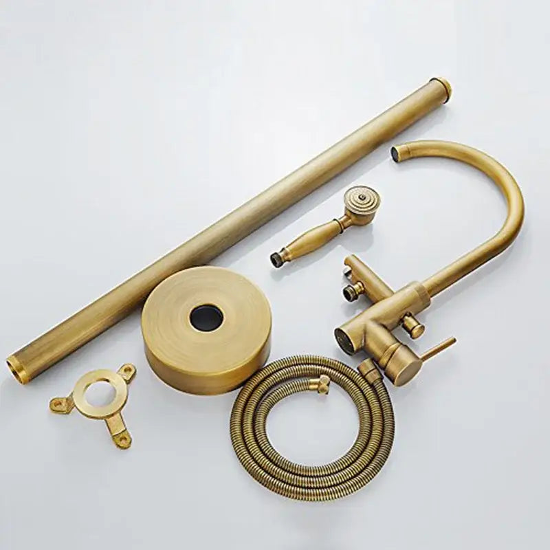 DecorBites™ Antique Brass Tub Faucet Swivel Spout Filler Hot Cold Mixer Tap