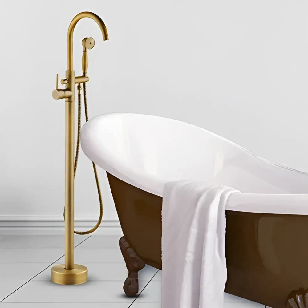DecorBites™ Antique Brass Tub Faucet Swivel Spout Filler Hot Cold Mixer Tap