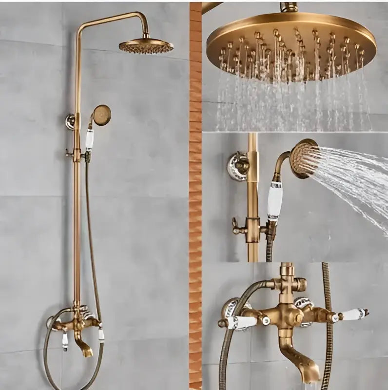 DecorBites™ Antique Brass Tub Faucet Swivel Spout Filler Hot Cold Mixer Tap