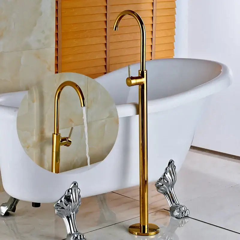 DecorBites™ Antique Brass Tub Faucet Swivel Spout Filler Hot Cold Mixer Tap