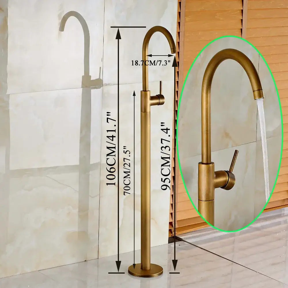 DecorBites™ Antique Brass Tub Faucet Swivel Spout Filler Hot Cold Mixer Tap