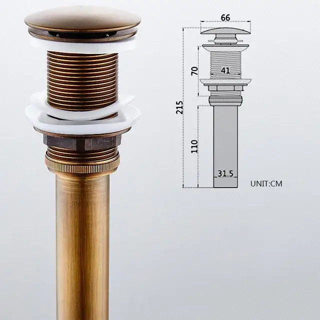 DecorBites™ Antique Brass Vessel Sink Drain Strainer, Pop Up Stopper for Lavatory Basin