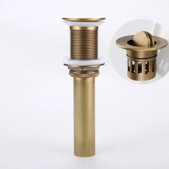 DecorBites™ Antique Brass Vessel Sink Drain Strainer, Pop Up Stopper for Lavatory Basin