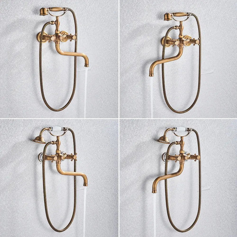DecorBites™ Antique Brass Wall Mount Bath Shower Mixer Tap with 30cm Spout Rotation