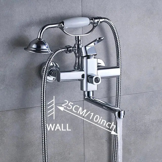 DecorBites™ Antique Brass Wall Mount Bath Shower Mixer Tap with 30cm Spout Rotation