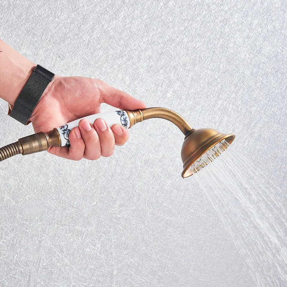 DecorBites™ Antique Brass Wall Mount Bath Shower Mixer Tap with 30cm Spout Rotation