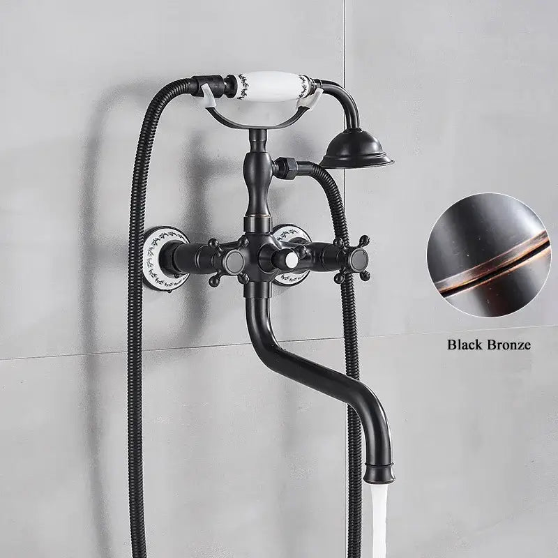 DecorBites™ Antique Brass Wall Mount Bath Shower Mixer Tap with 30cm Spout Rotation