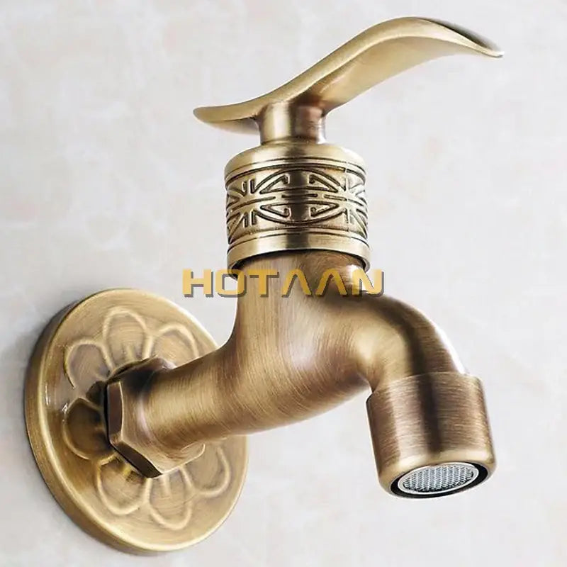 DecorBites™ Antique Brass Wall Mount Bathroom Faucet