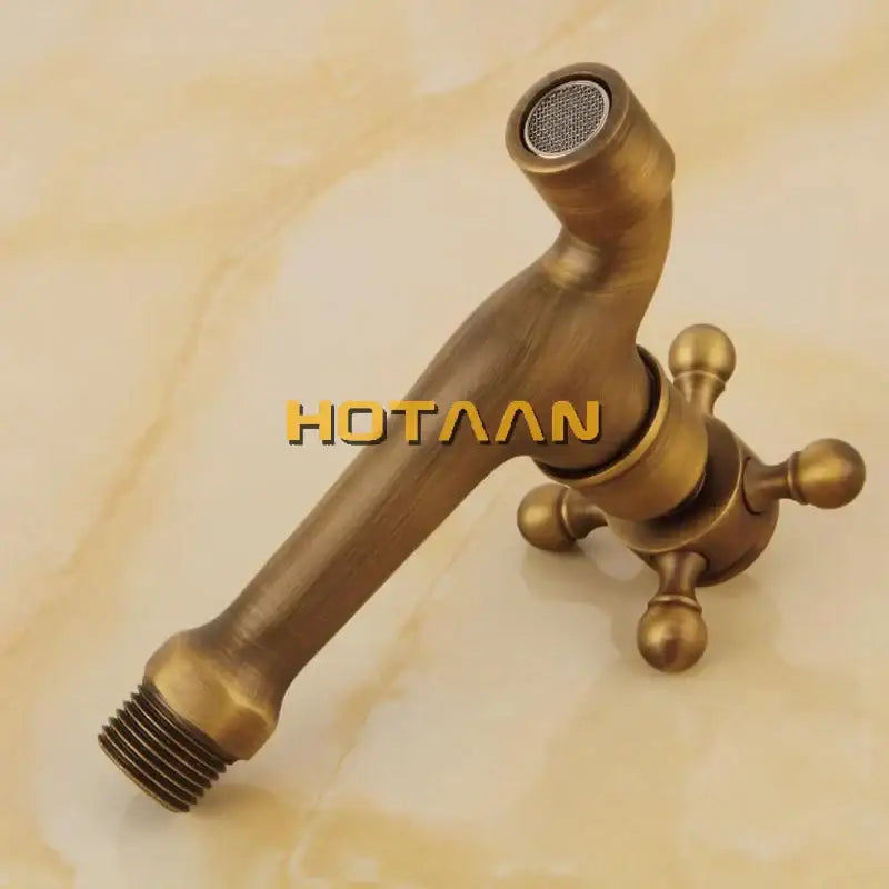 DecorBites™ Antique Brass Wall Mount Bibcock Faucet for Garden and Bathroom