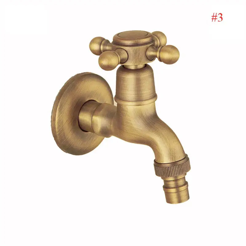 DecorBites™ Antique Brass Wall Mount Bibcock Garden Faucet Small Pool Tap