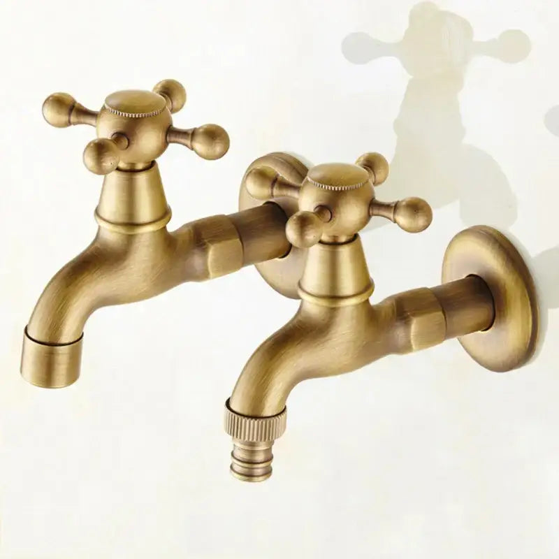 DecorBites™ Antique Brass Wall Mount Bibcock Garden Faucet Small Pool Tap