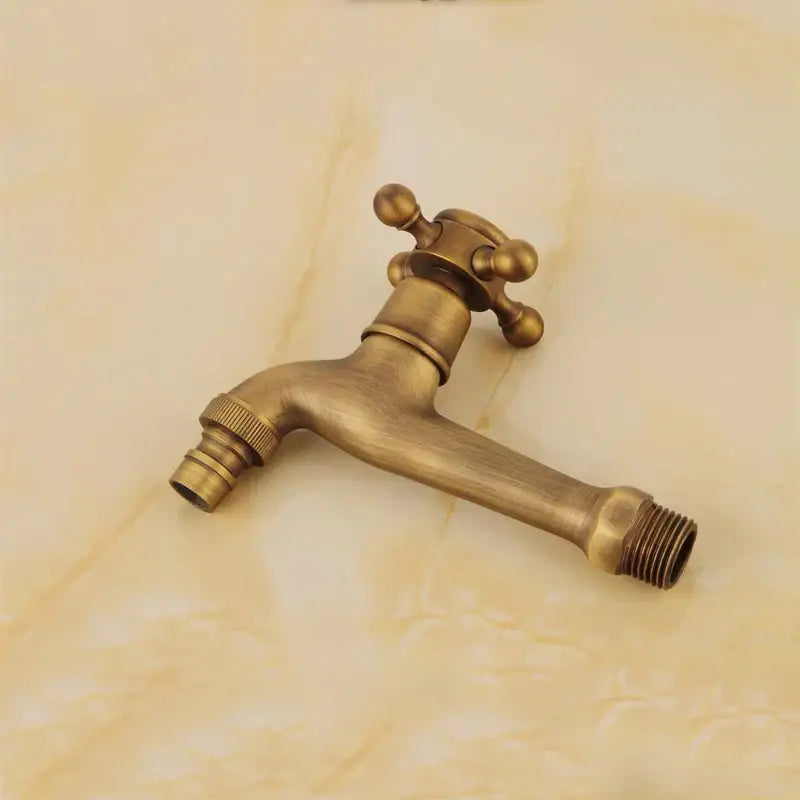 DecorBites™ Antique Brass Wall Mount Bibcock Garden Faucet Small Pool Tap