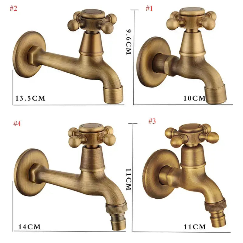 DecorBites™ Antique Brass Wall Mount Bibcock Garden Faucet Small Pool Tap