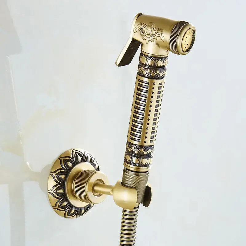 DecorBites™ Antique Brass Wall Mount Bidet Faucet for Hygienic Bathroom Shower Spray