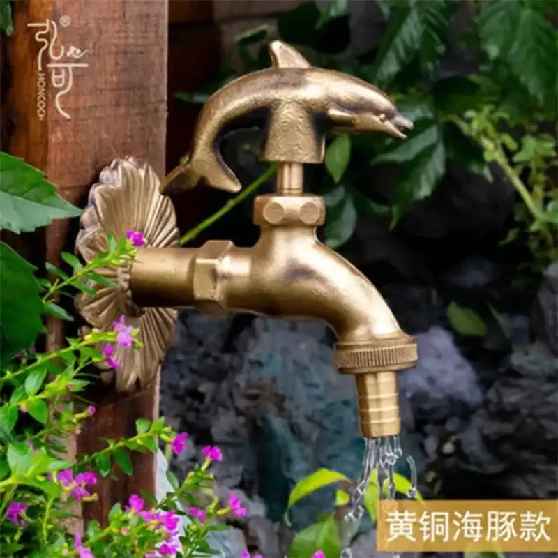 DecorBites™ Antique Brass Wall Mount Garden Faucet for Kindergarden, Animal Design