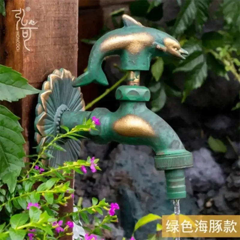 DecorBites™ Antique Brass Wall Mount Garden Faucet for Kindergarden, Animal Design