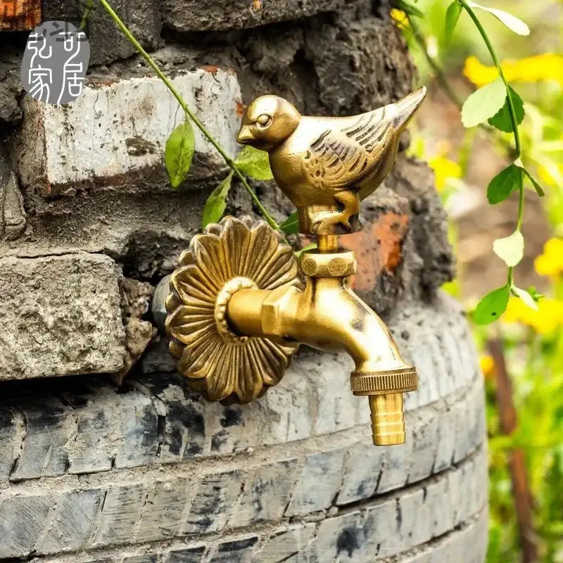DecorBites™ Antique Brass Wall Mount Garden Faucet for Kindergarden, Animal Design