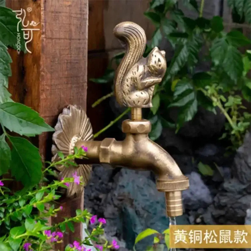 DecorBites™ Antique Brass Wall Mount Garden Faucet for Kindergarden, Animal Design