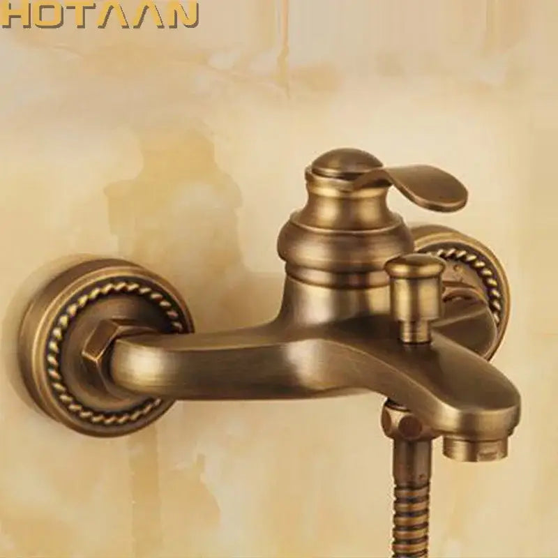 DecorBites™ Antique Brass Wall Mount Hand Held Shower Head Kit
