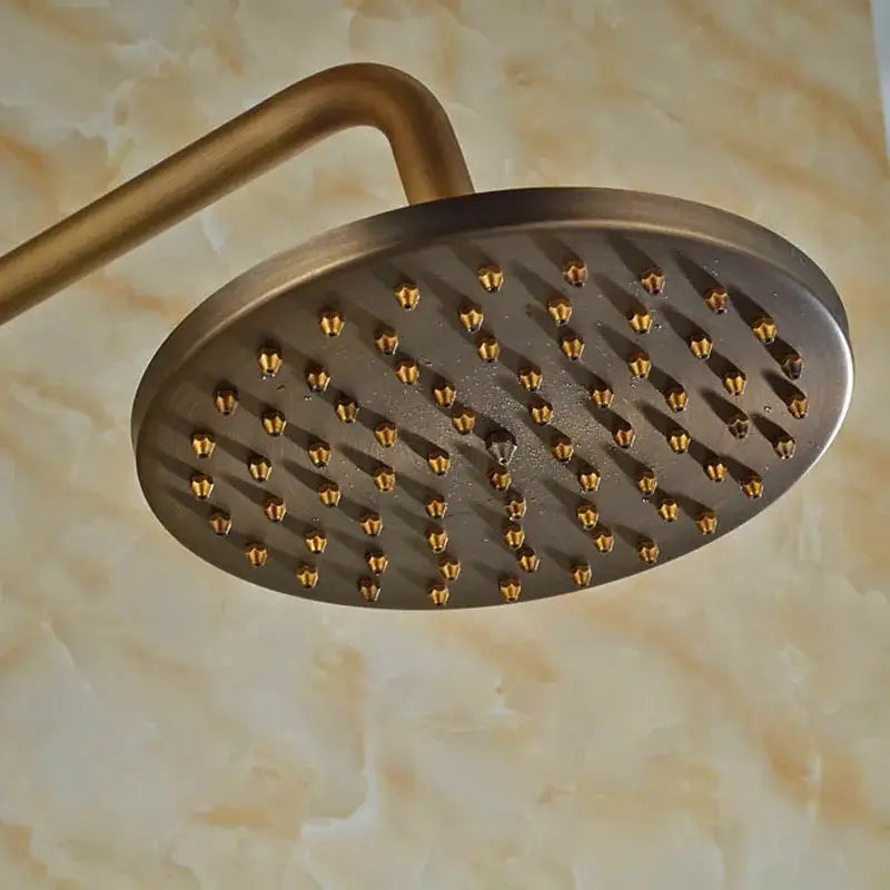DecorBites™ Antique Brass Wall Mount Shower Faucet with Hand Shower, 8" Rain Shower Head