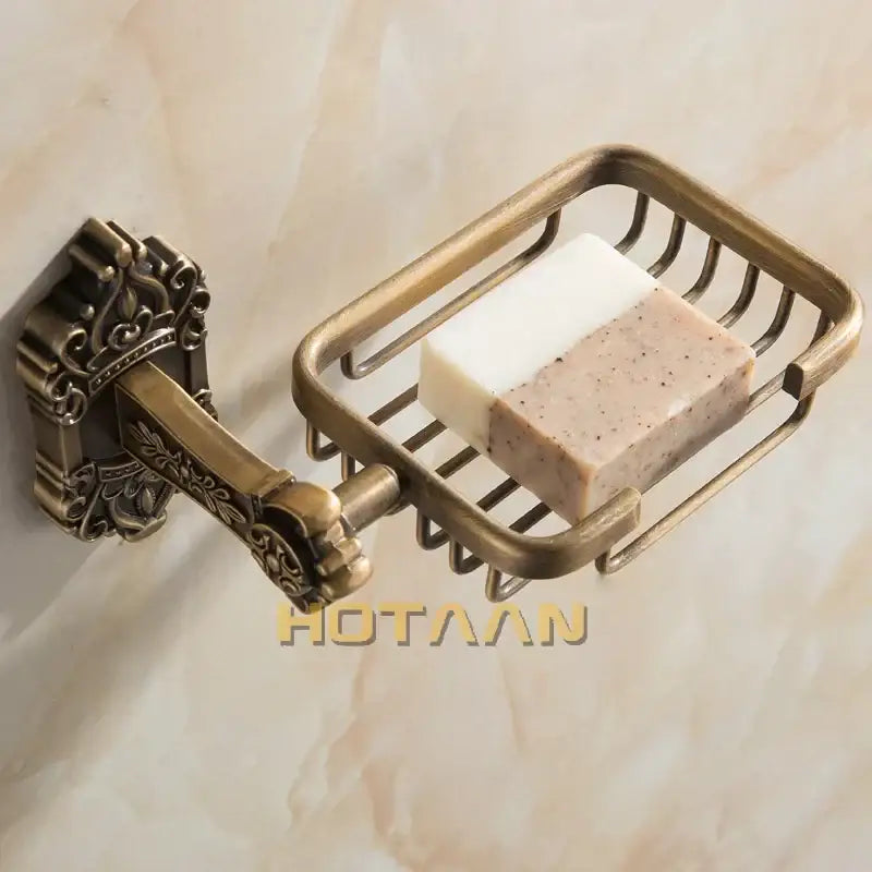 DecorBites™ Antique Brass Wall Mount Soap Basket for Bathroom Essentials