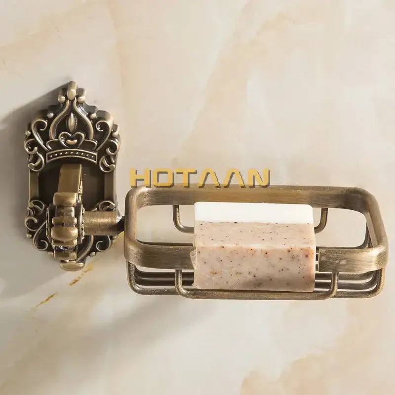 DecorBites™ Antique Brass Wall Mount Soap Basket for Bathroom Essentials