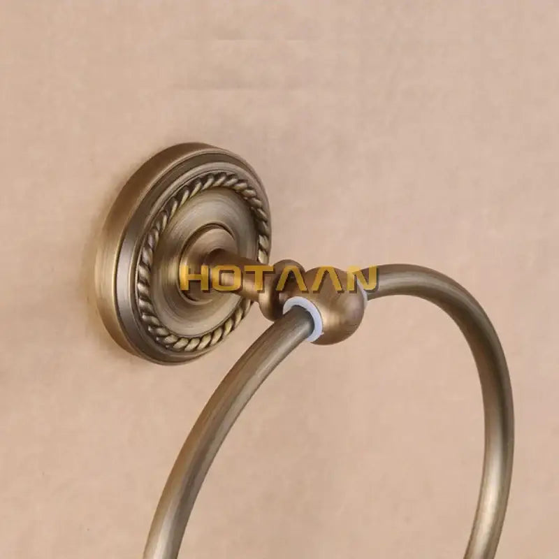 DecorBites™ Antique Brass Wall-Mounted Round Towel Ring Holder