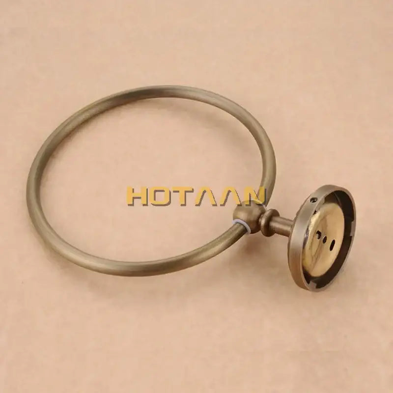 DecorBites™ Antique Brass Wall-Mounted Round Towel Ring Holder