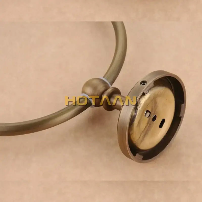DecorBites™ Antique Brass Wall-Mounted Round Towel Ring Holder