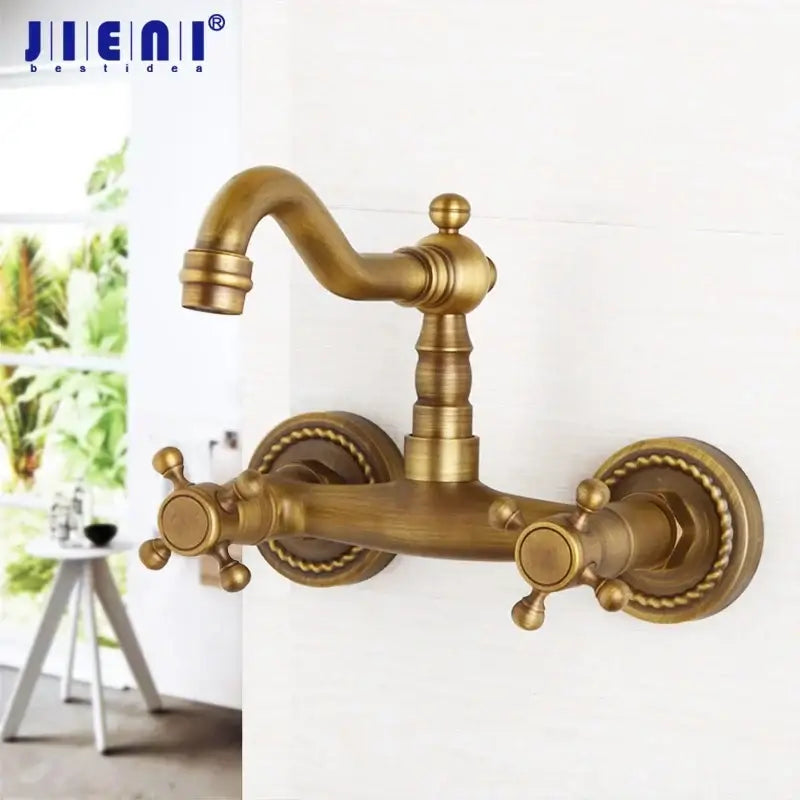 DecorBites™ Antique Brass Wall Mounted Shower Faucet Hot Cold Mixer Faucet
