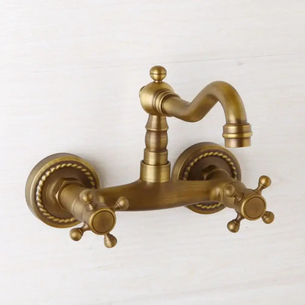 DecorBites™ Antique Brass Wall Mounted Shower Faucet Hot Cold Mixer Faucet