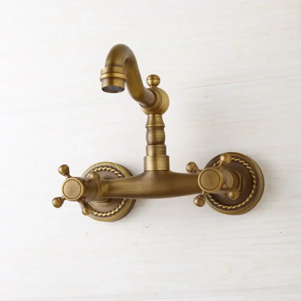 DecorBites™ Antique Brass Wall Mounted Shower Faucet Hot Cold Mixer Faucet