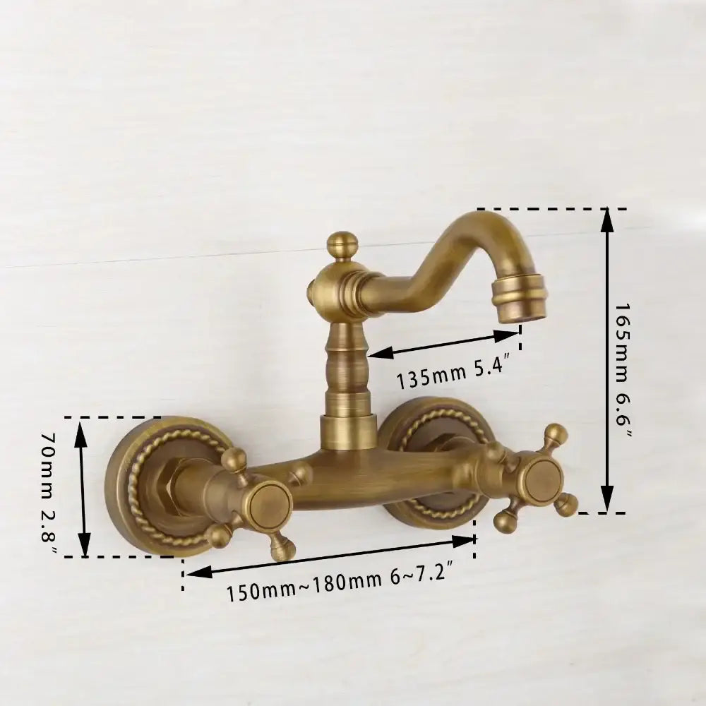 DecorBites™ Antique Brass Wall Mounted Shower Faucet Hot Cold Mixer Faucet