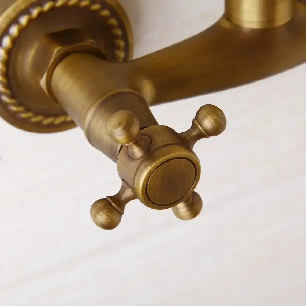DecorBites™ Antique Brass Wall Mounted Shower Faucet Hot Cold Mixer Faucet