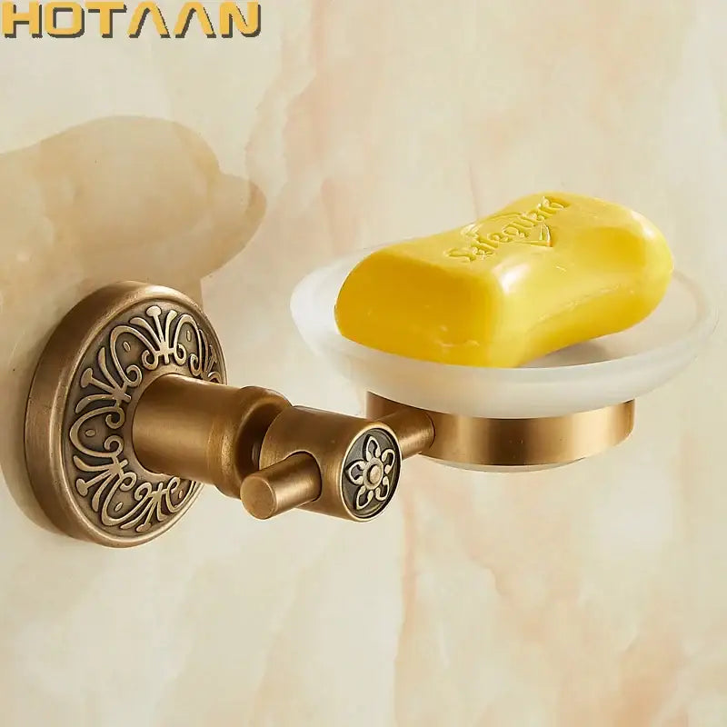 DecorBites™ Antique Brass Wall Mounted Soap Dish - Bathroom Glass Holder