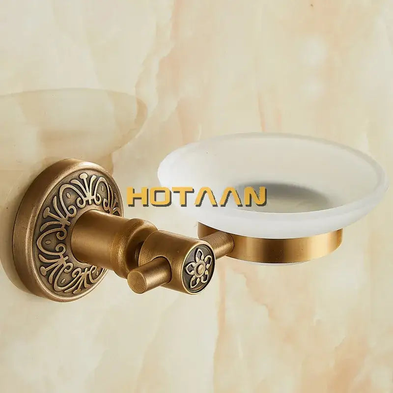 DecorBites™ Antique Brass Wall Mounted Soap Dish - Bathroom Glass Holder