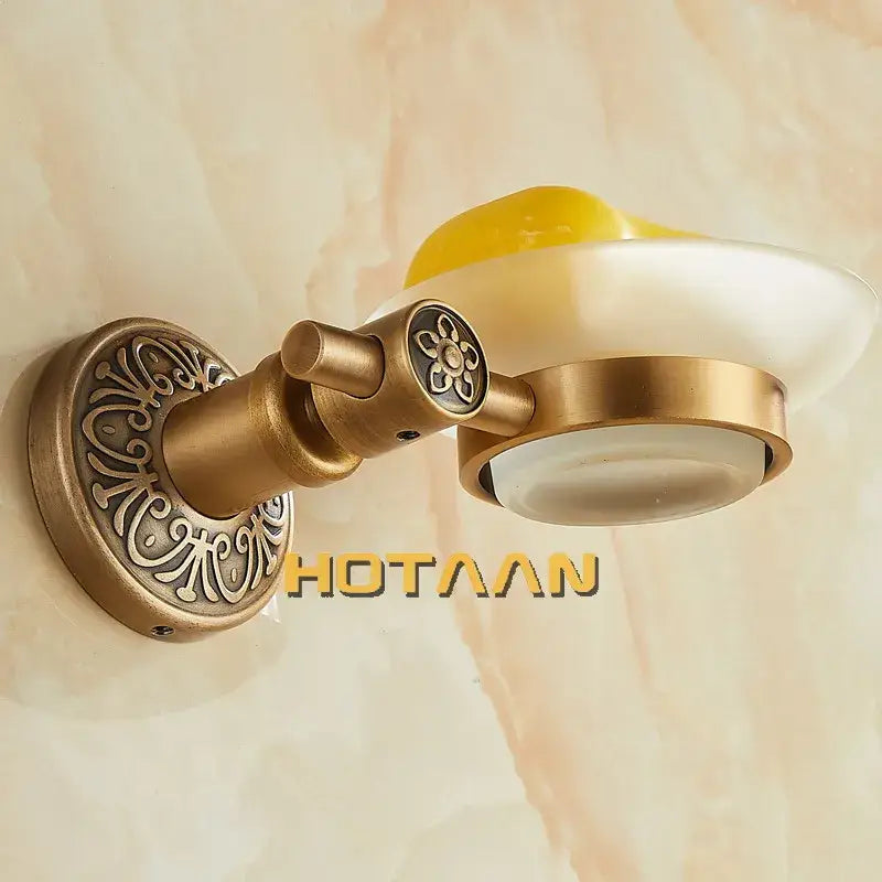 DecorBites™ Antique Brass Wall Mounted Soap Dish - Bathroom Glass Holder