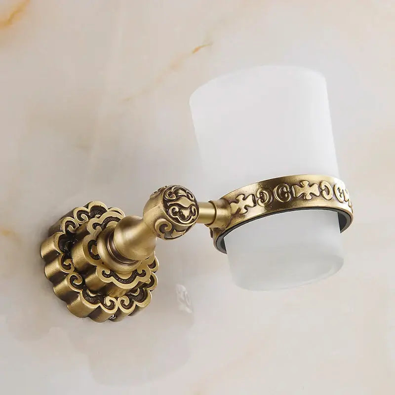 DecorBites™ Antique Brass Wall Mounted Toothbrush Holder for Bathroom Décor