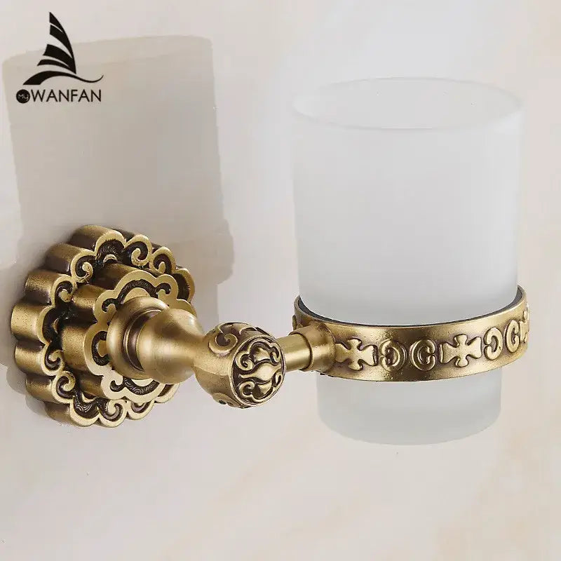 DecorBites™ Antique Brass Wall Mounted Toothbrush Holder for Bathroom Décor