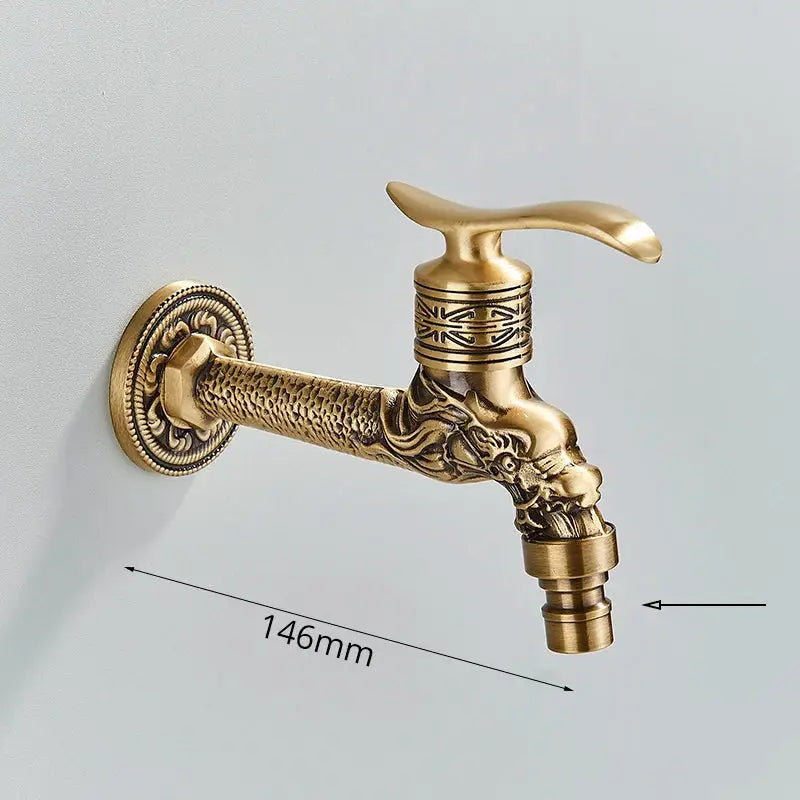 DecorBites™ Antique Brass Wall Mounted Washing Machine Faucet for Bathroom, Outdoor, Garden, Bath, Toilet