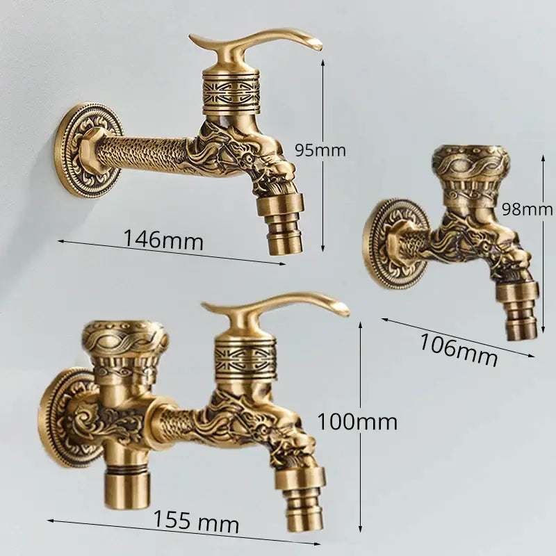 DecorBites™ Antique Brass Wall Mounted Washing Machine Faucet for Bathroom, Outdoor, Garden, Bath, Toilet