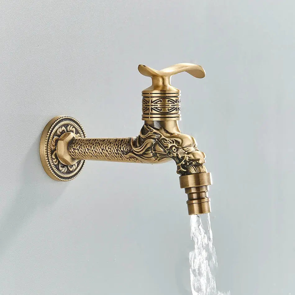 DecorBites™ Antique Brass Wall Mounted Washing Machine Faucet for Bathroom, Outdoor, Garden, Bath, Toilet