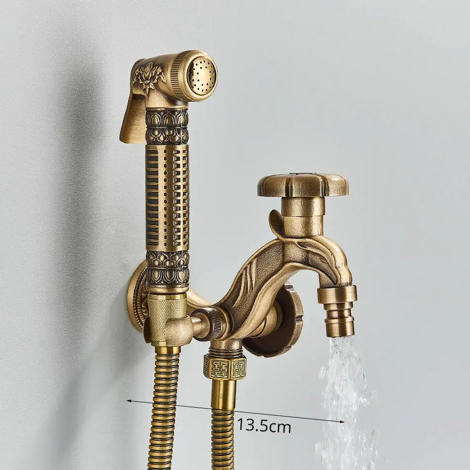 DecorBites™ Antique Brass Wall Mounted Washing Machine Faucet for Bathroom, Outdoor, Garden, Bath, Toilet