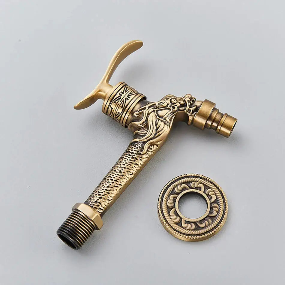 DecorBites™ Antique Brass Wall Mounted Washing Machine Faucet for Bathroom, Outdoor, Garden, Bath, Toilet