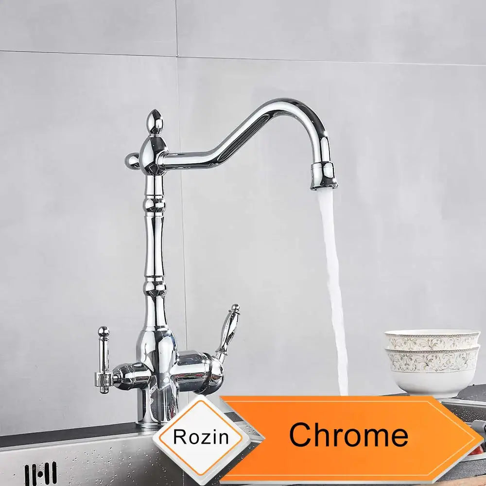 DecorBites™ Antique Brass Water Filtration Kitchen Faucet, Lead-Free Drinking Sink Faucet