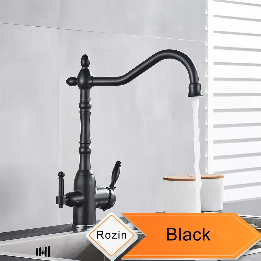 DecorBites™ Antique Brass Water Filtration Kitchen Faucet, Lead-Free Drinking Sink Faucet