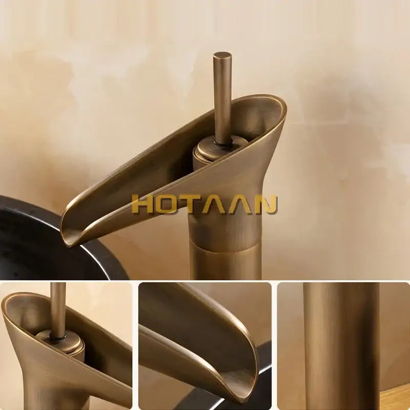 DecorBites™ Antique Brass Waterfall Basin Faucet Mixer Tap for Bathroom Sink