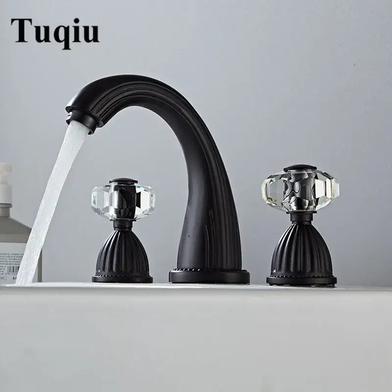 DecorBites™ Antique Bronze 3 Hole Widespread Basin Faucet, Hot/Cold Mixer Tap